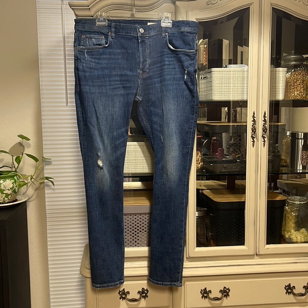 All Saints men’s Cigarette Damaged Skinny Jeans 36